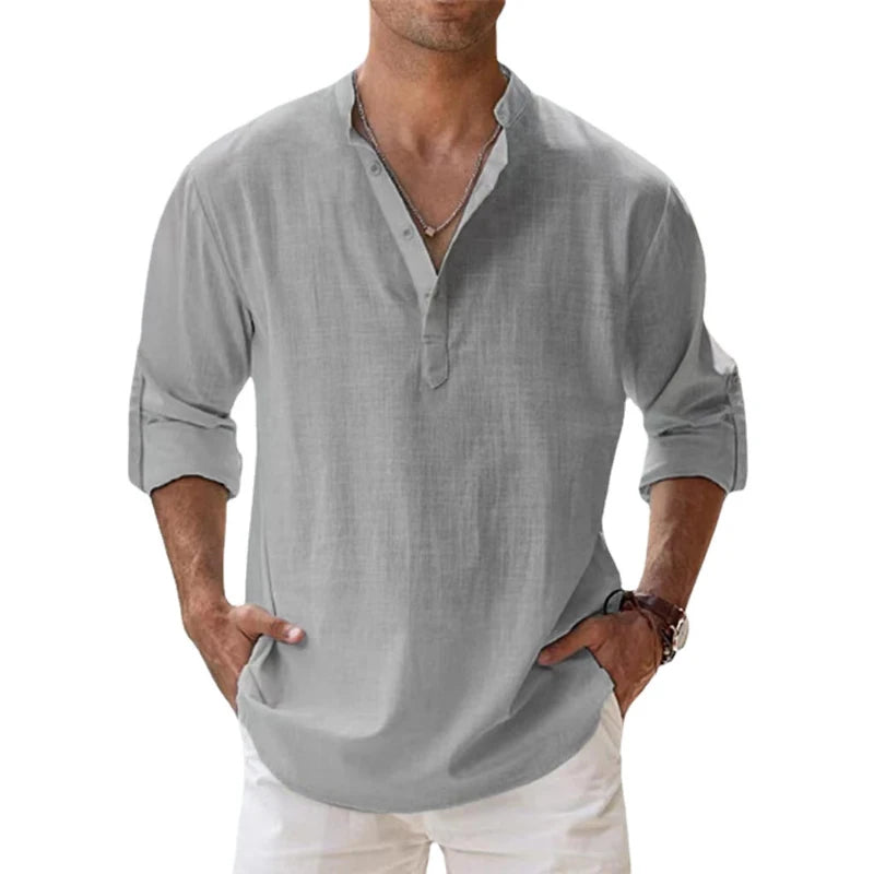 Chemise décontractée homme en coton et lin