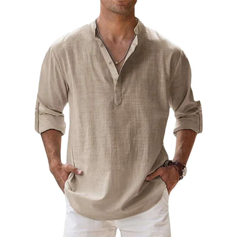 Chemise décontractée homme en coton et lin