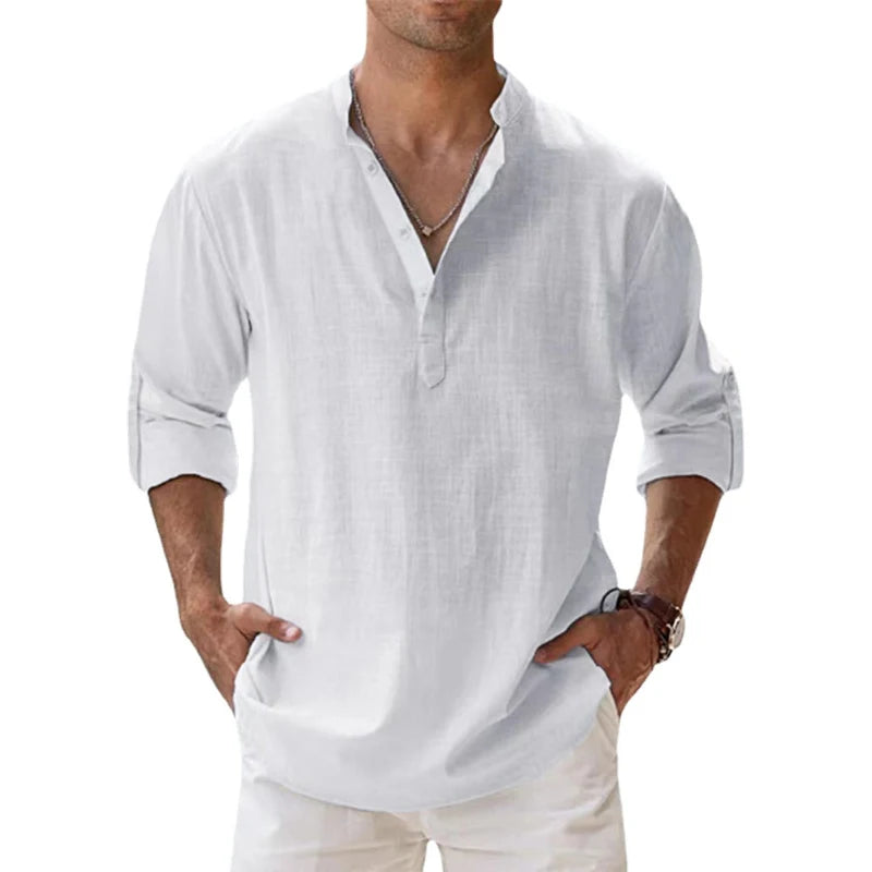 Chemise décontractée homme en coton et lin