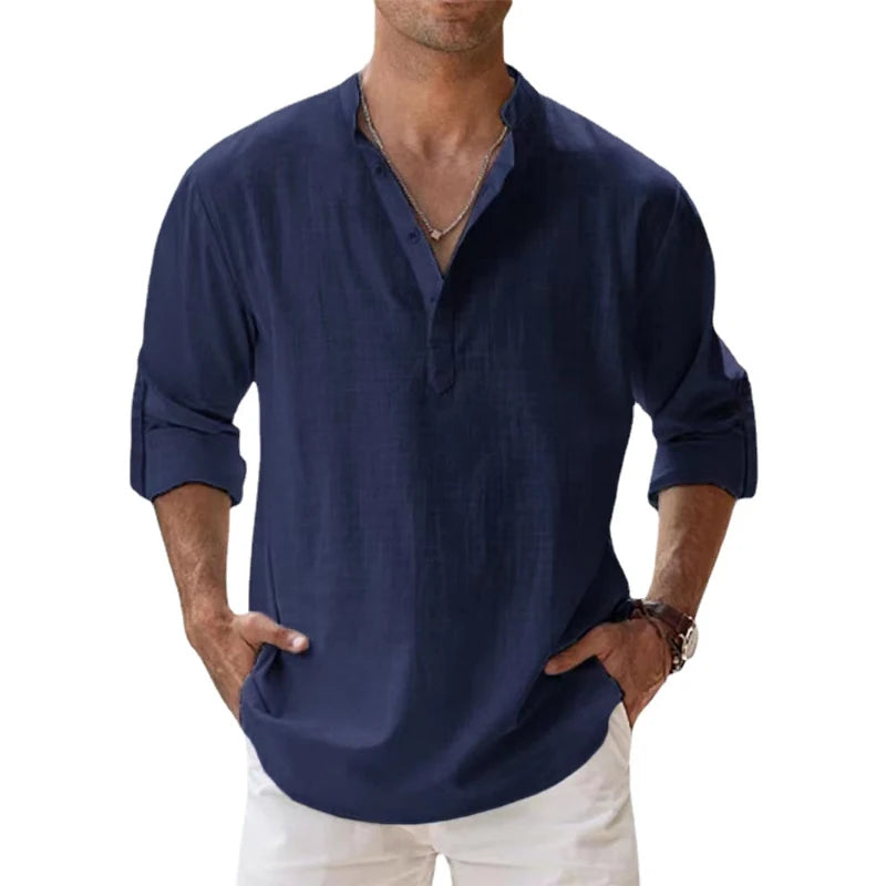 Chemise décontractée homme en coton et lin