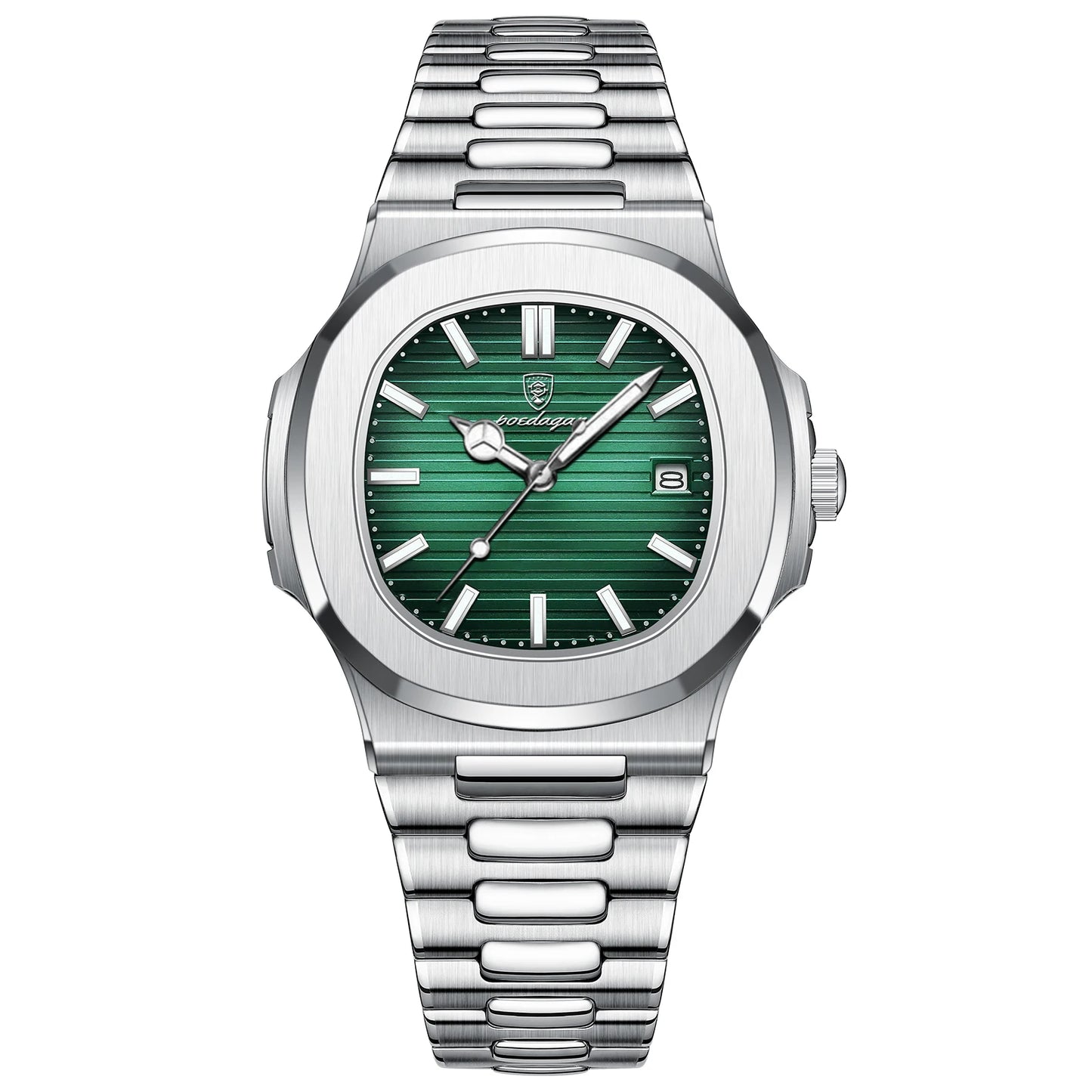 Montre POEDAGAR 613 pour homme – Cadran carré, acier inoxydable, quartz, étanche, affichage date