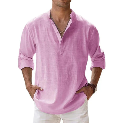Chemise décontractée homme en coton et lin