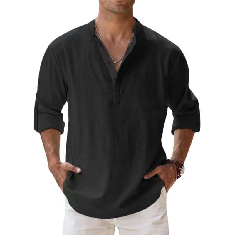 Chemise décontractée homme en coton et lin