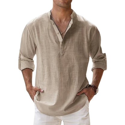Chemise décontractée homme en coton et lin