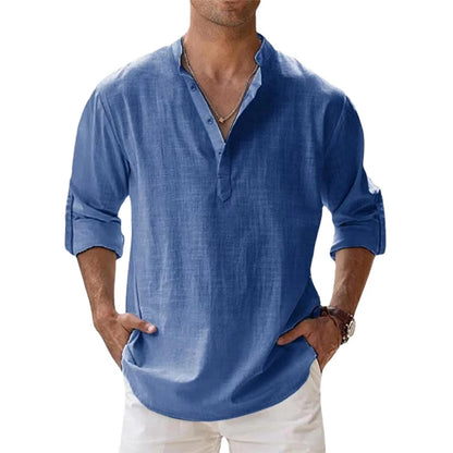 Chemise décontractée homme en coton et lin